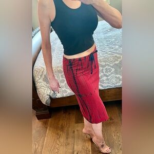 Green Los Angeles Y2K Rhinestone Midi Skirt Black Red Size S